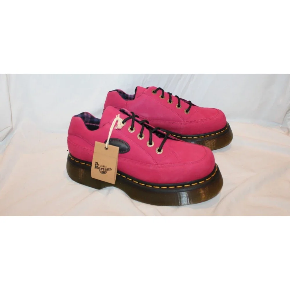 Dr Martens Women Buzz 5-Eye Suede Platform Loafer Shoes Fuschia Pink US 7 EU 38